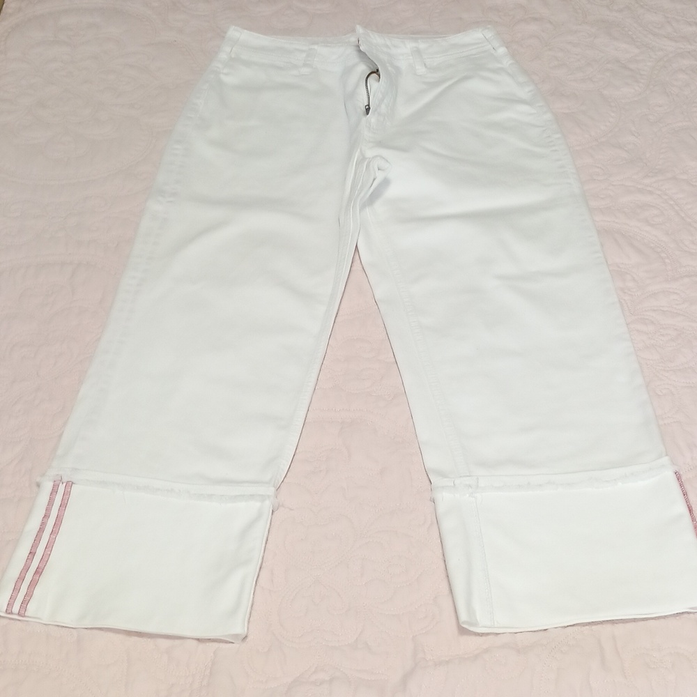 Pilcro and the Letterpress White Pants with Red Stitching